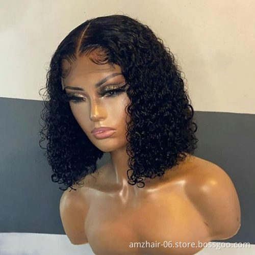 Cheap Afro Kinky Curly Raw Indian Virgin Human Hair Hd Full Lace Frontal Bob Wigs Human Hair Transparent Lace Front Wig Vendor